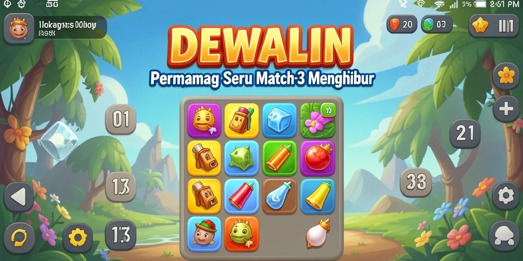 Tangkapan layar DEWALIN menampilkan gameplay seru dalam genre Match-3.