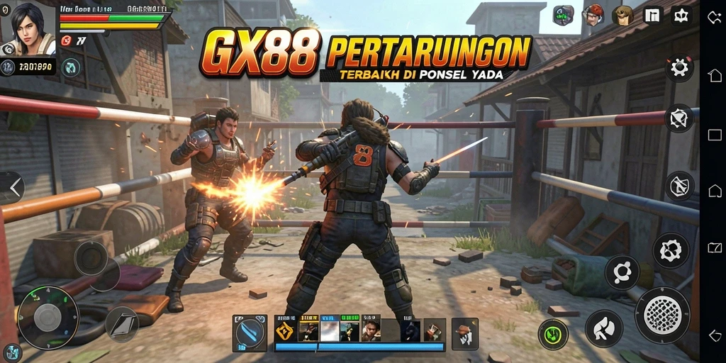 Screenshot gameplay GX88 yang menampilkan pertarungan seru antar karakter.