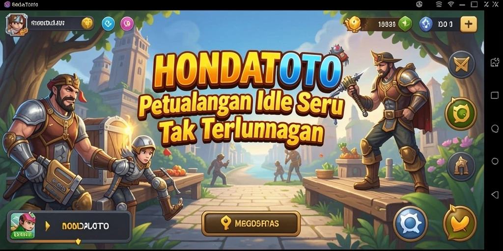 Screenshot HONDATOTO menampilkan gameplay Idle yang menawan dan karakter unik.
