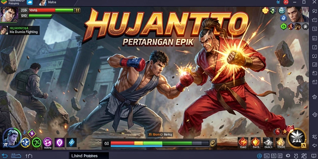 Tampilan gameplay seru dalam HUJANTOTO saat bertarung.