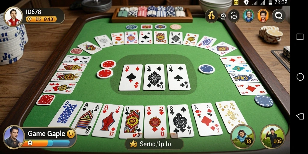 Screenshot utama ID678 menampilkan gameplay Gaple yang menarik.