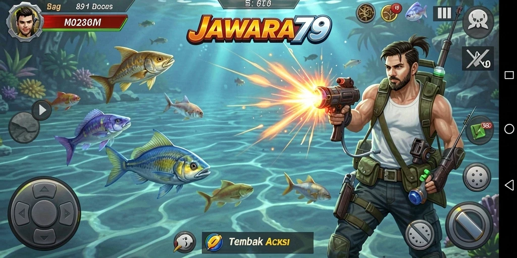 Gameplay seru Tembak Ikan dengan efek visual menarik.
