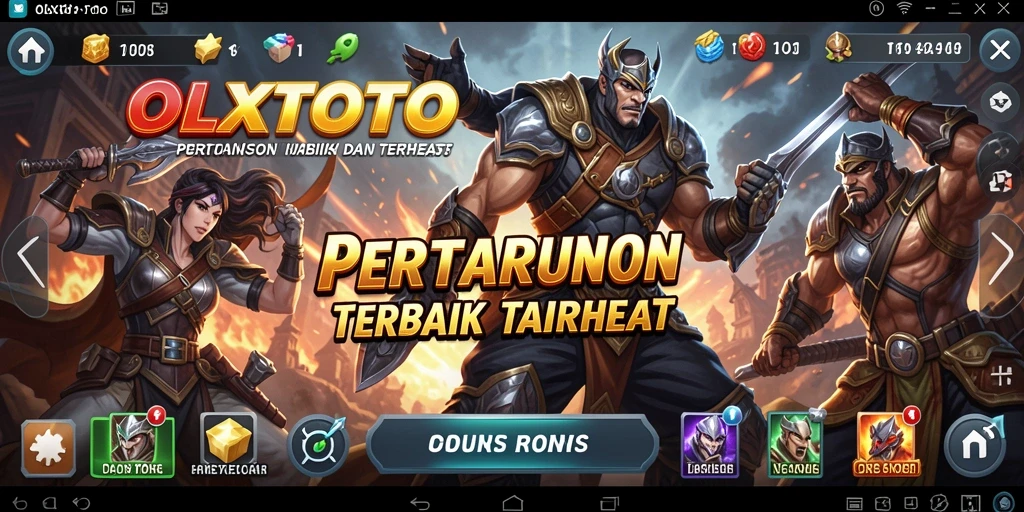 Screenshot game OLXTOTO yang menunjukkan pertarungan intens dan karakter yang kuat.