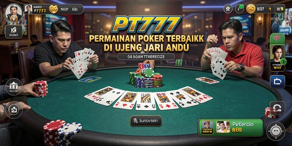 Screenshot PT777 menampilkan aksi seru permainan Poker yang mendebarkan.
