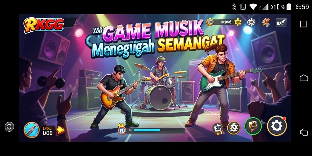 Screenshot gameplay RKGG yang menarik dengan ritme musik yang menggugah.