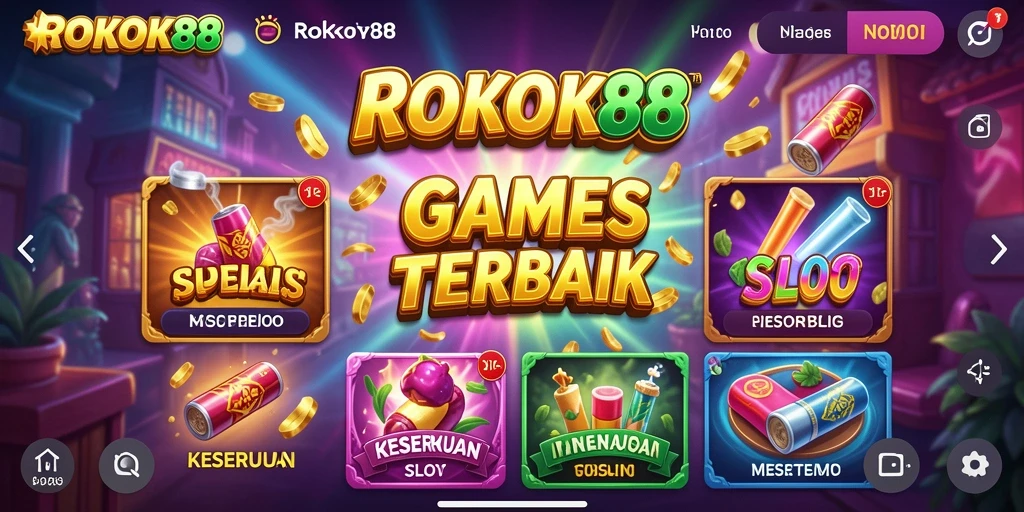 Tampilan menarik gameplay ROKOK88 dengan tema Slot yang seru.