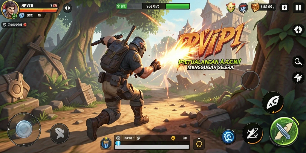 Menampilkan aksi seru dalam gameplay ARPG RPVIP1.