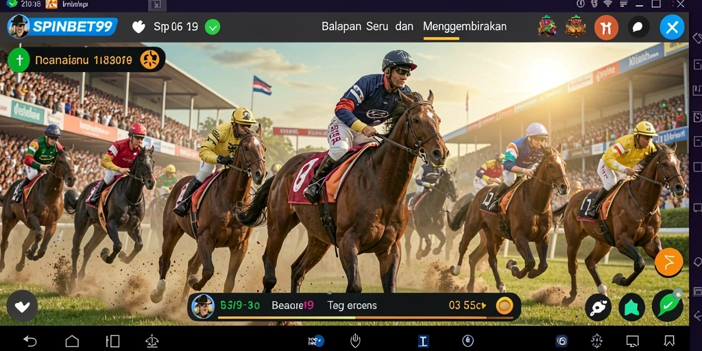Tampilan gameplay SPINBET99 yang mendebarkan saat balapan.