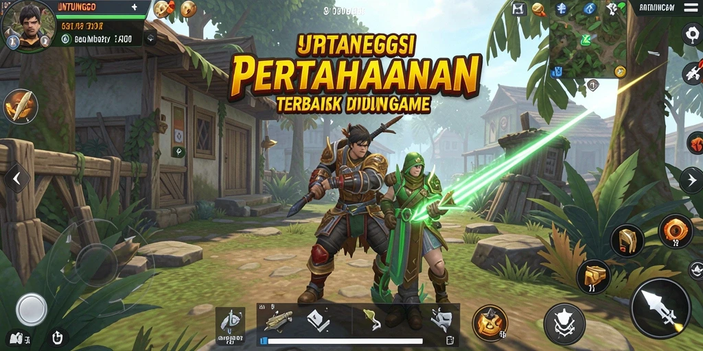Screenshot UNTUNGGO menampilkan gameplay seru di medan pertempuran Tower Defense.