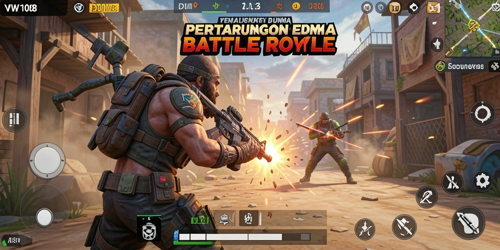 Tampilan gameplay seru di VW108 dengan aksi Battle Royale yang mendebarkan.